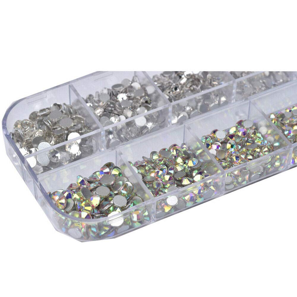 Strass Nail Art , AB e Pietre Preziose in Cristallo Trasparente Con pinzette per Raccogliere e Pennarelli per Punteggiatura per Unghie fai-da-te Vestiti per Il Viso Mix 6 Misure 1500 Pezzi
