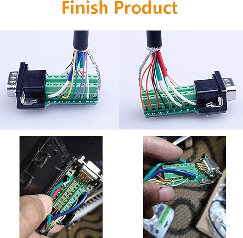Miniatura 8 de 10 unids VGA DB15 3 filas macho hembra conector rápido sin soldadura, 3+9 D-SUB 15 pin puerto terminal Breakout conector Junta con caja accesorios