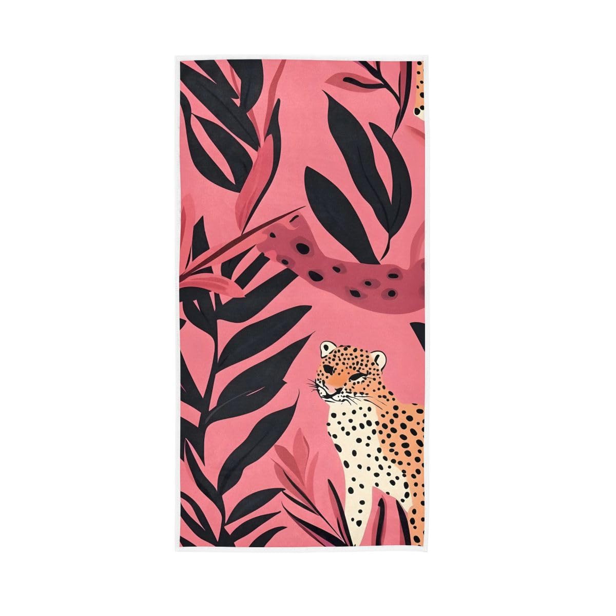 LSRCPD Rose Red Leopard Print Guest Hand Towels for Bathroom, Hand Towel for Bathroom, Shower, Hotel, Spa 15 x 30 Inches
