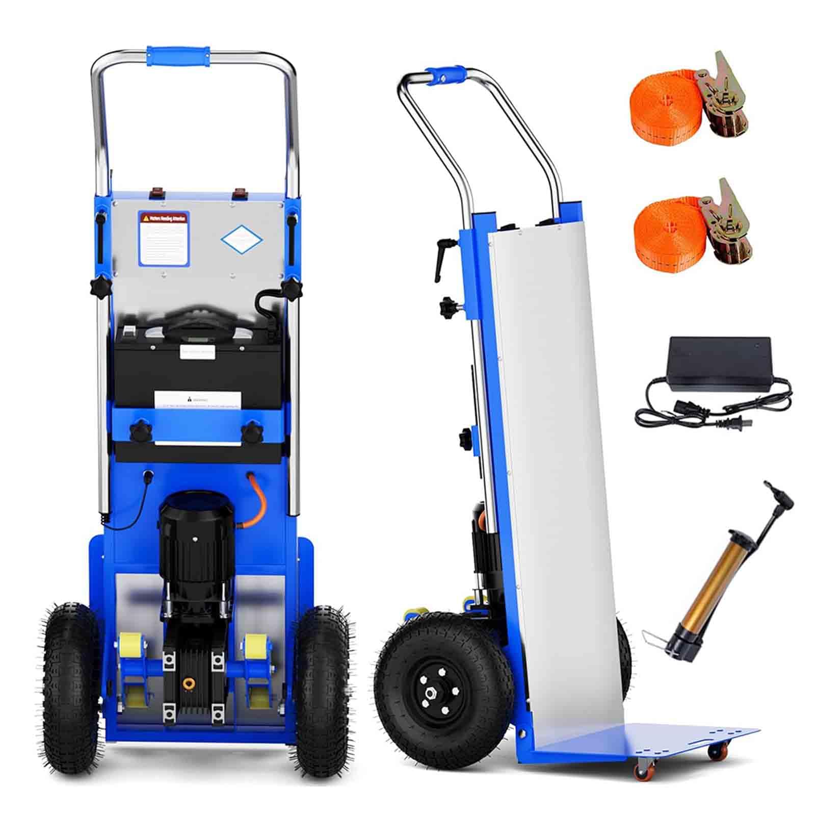 Carrello Montascale Elettrico da 1200 W 400 kg, Batteria Rimovibile, con Maniglia Telescopica Scale e Discese, per Trasportare Oggetti Grandi, Facile da Usare e Portatile,001