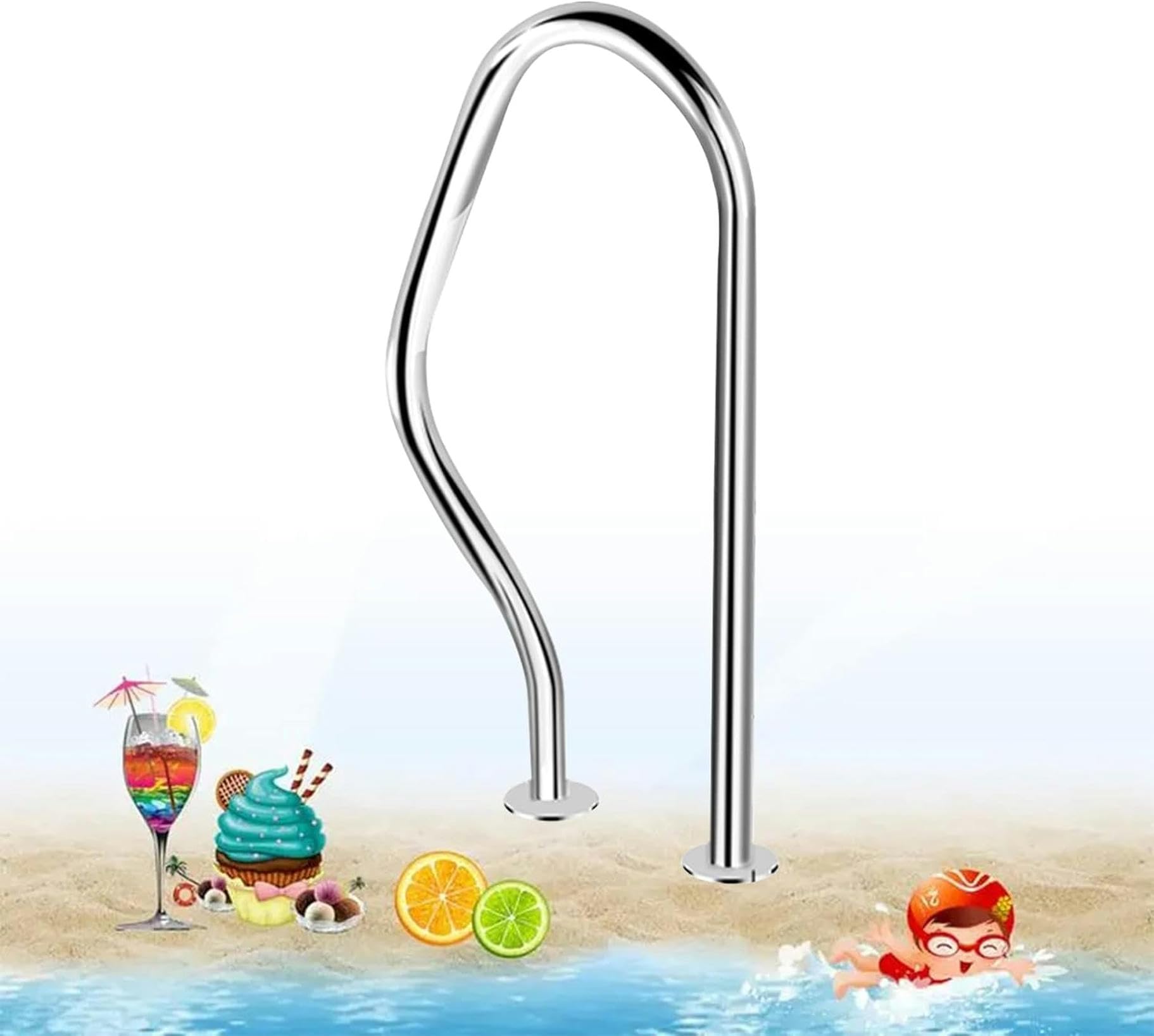 Main courante de piscine en acier inoxydable 304 épaissi pour bassin haut de gamme