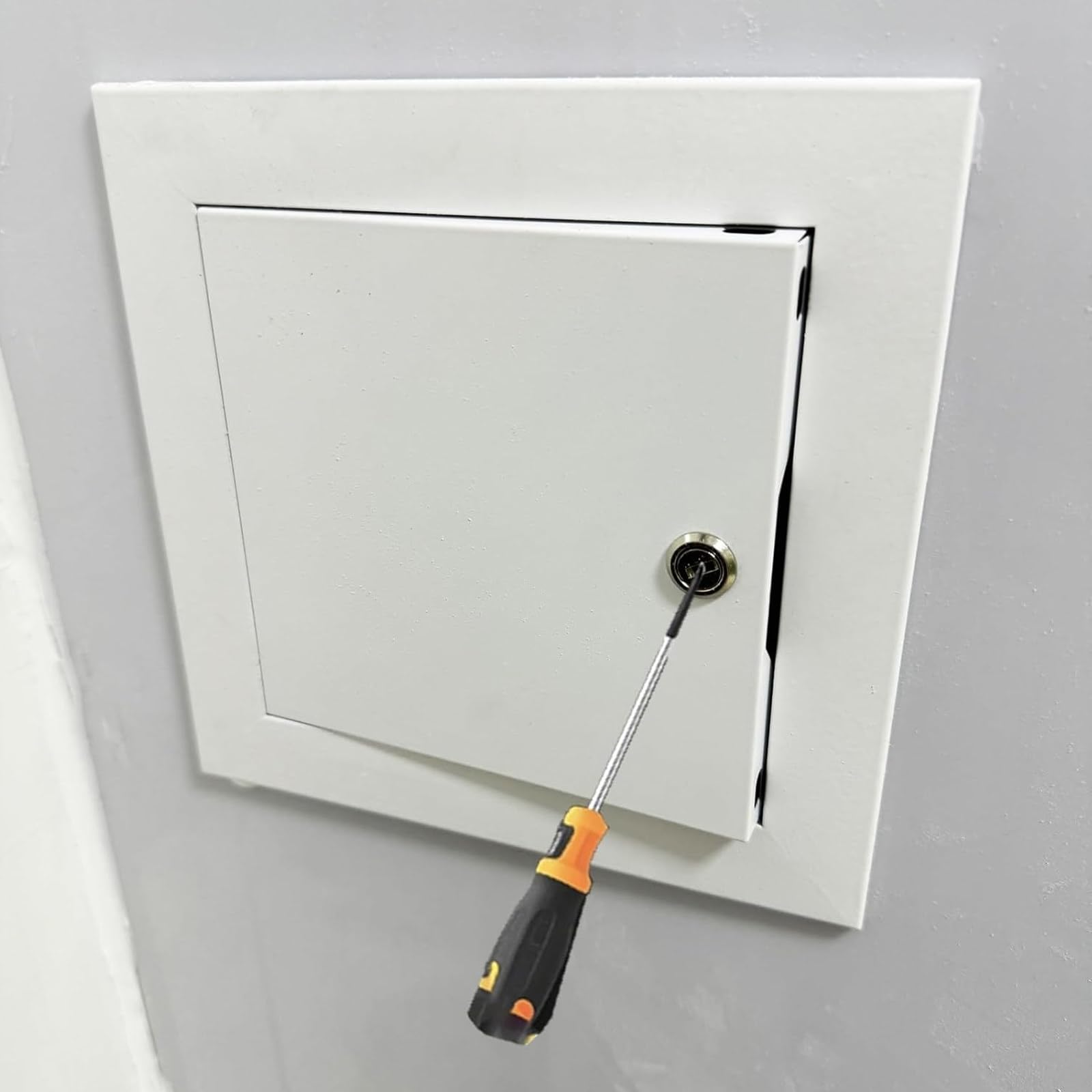 FANGQMM Access Panel Door for Ceiling/Wall, Recessed Wall Access Door, Wall Hole Cover Plate for Conceal Plumbing Electrical, Lockable Attic Access Door, Service Shaft Door 70x70cm/28x28in