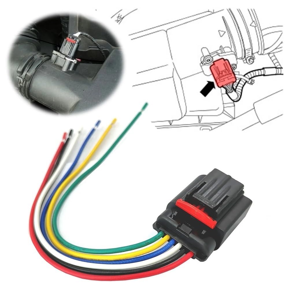 connecteur capteur Capteur de débitmètre d'air massique MAF compatible avec FIAT pour Ducato 2.2 D 2006-2025 connecteur 6 broches