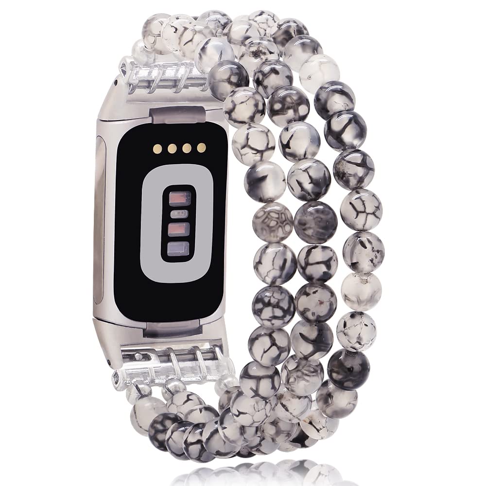 C&L Accessories Compatible with Fitbit Charge 6 Bands/Fitbit Charge 5 Bands Natural Gemstone Beaded Handmade Adjustable Bracelet Replacement Bands for Women Girls (Dragon Vein) (B09NY1WLWF) Amazon Price History, Amazon Price Tracker