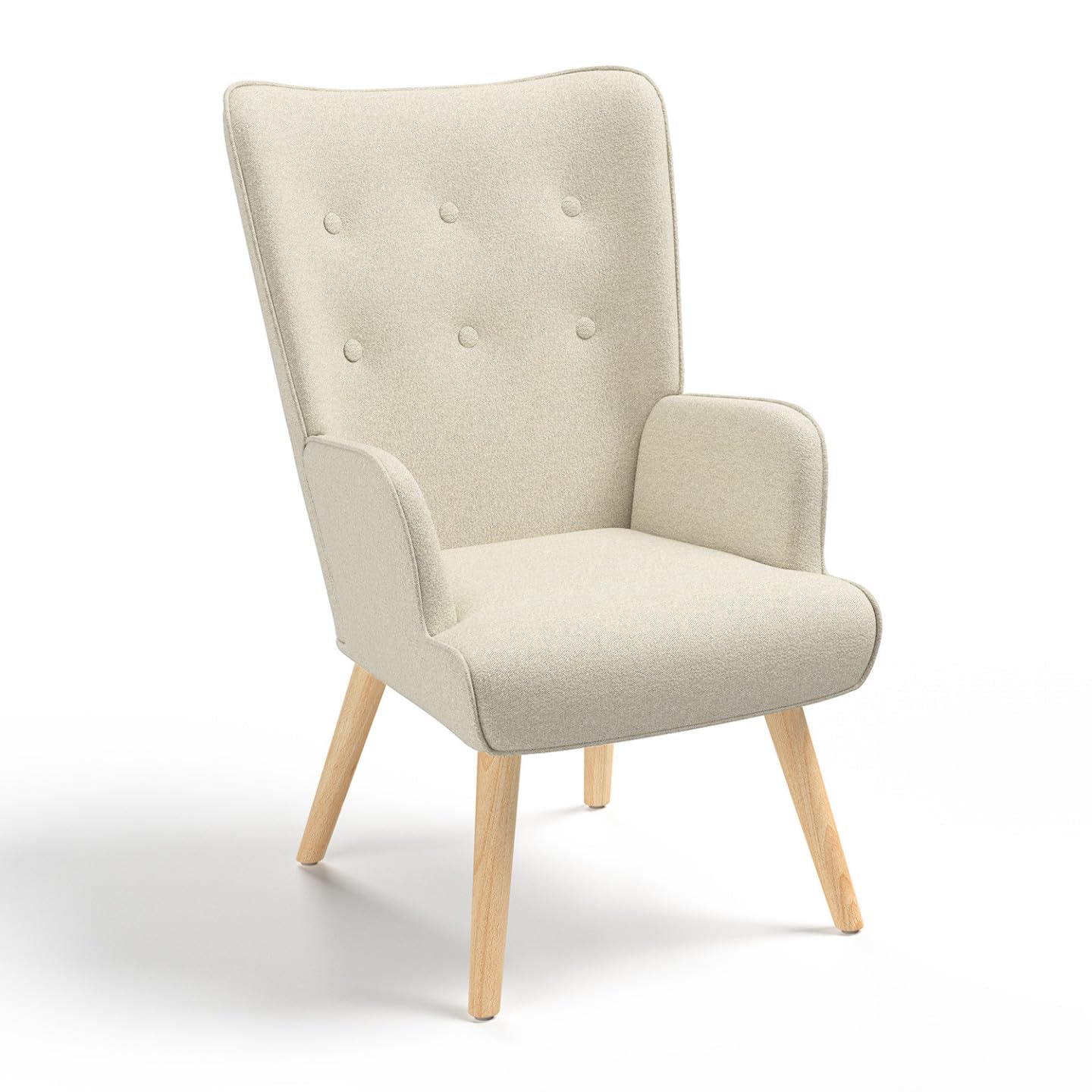 IDMarket - Fauteuil scandinave Ivar en Tissu Beige
