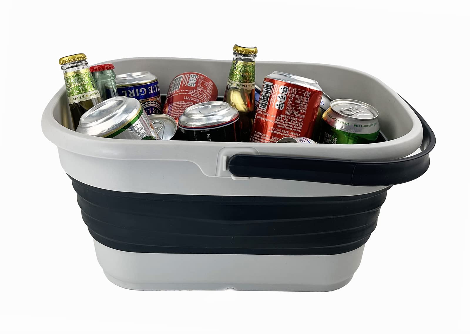 SAMMART Panier pliable de 13 L avec poignée – Panier de pique-nique d'extérieur portable – Sac de courses pliable – Conteneur de rangement peu encombrant (gris/gris ardoise (SH), 1)