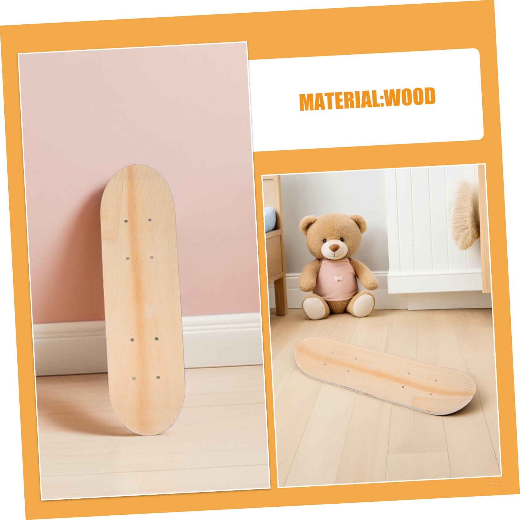 Milisten Set 3 Pezzi Tavola Skate in Legno 7 Strati per Ragazzo Ragazza, Superficie Liscia per DIY Skateboard e Pittura Artistica