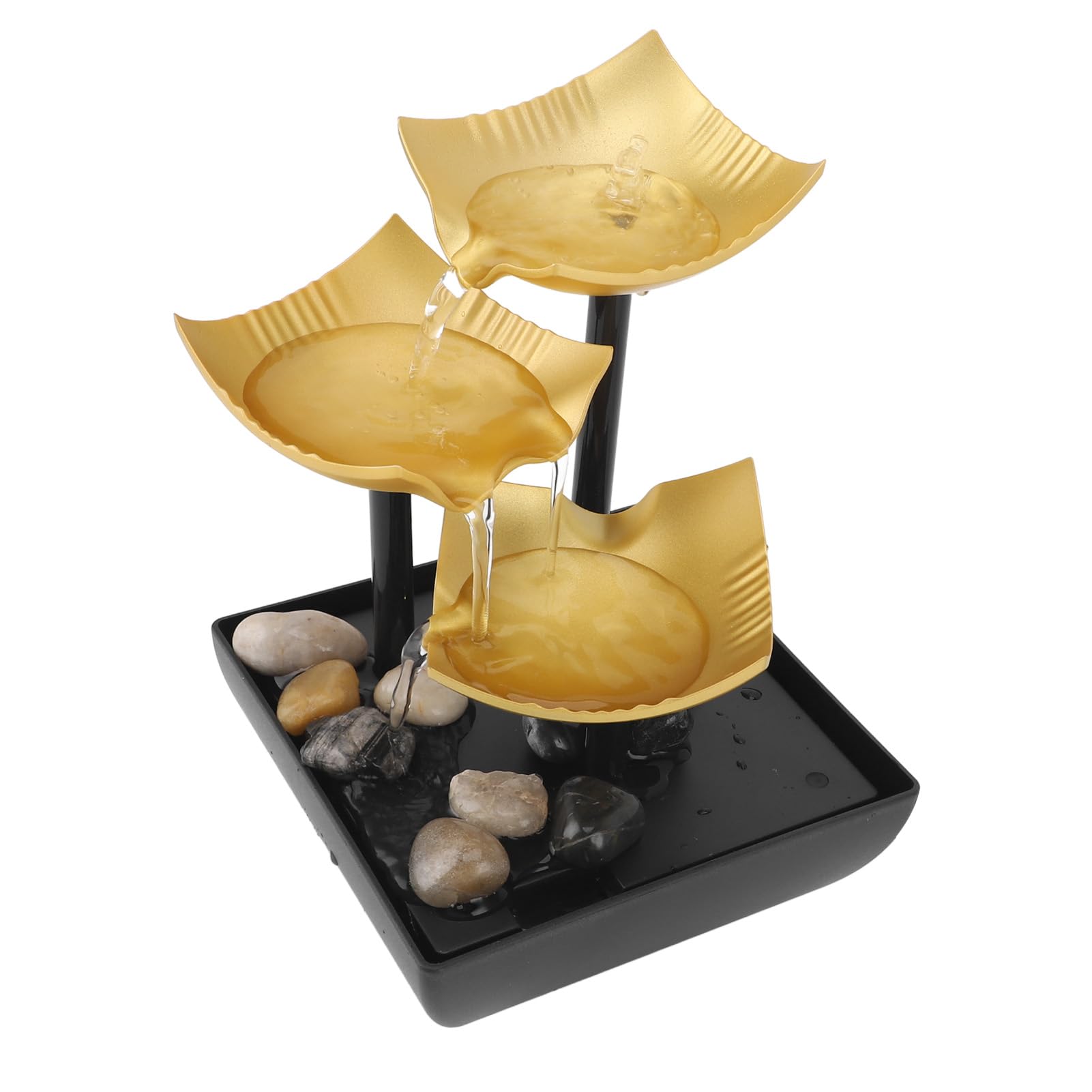 Cryfokt Indoor Tabletop Water Fountain, USB Powered 3 Tier Small Desk Waterfall Fountain with LED Light, Desk Decoration Indoor Zen Relaxation for Office, Living Room, Home Bedroom