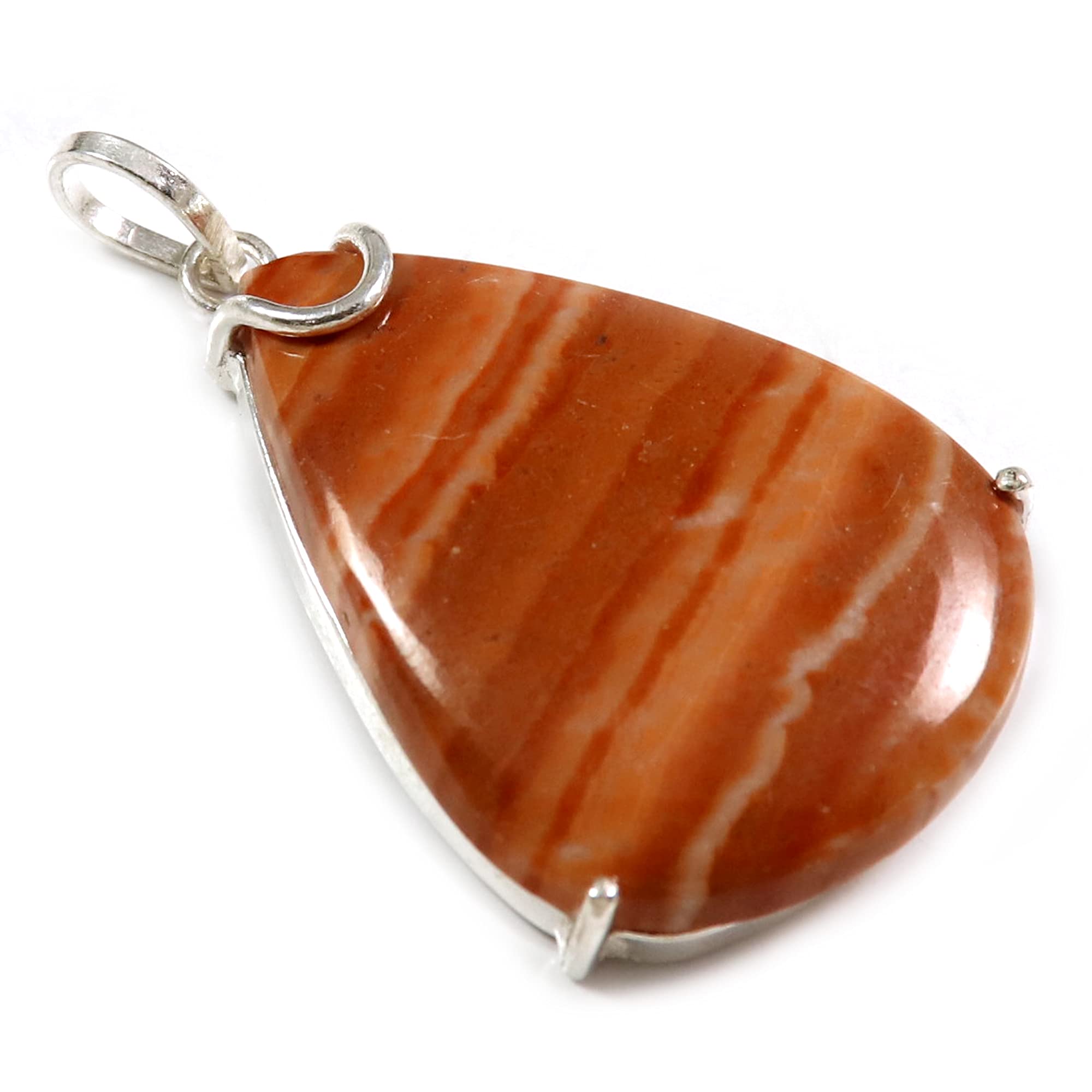Women Pink Lace Agate Natural Gemstone 1.5" Silver Plated Pendant Jewellery GPCA80-image-19