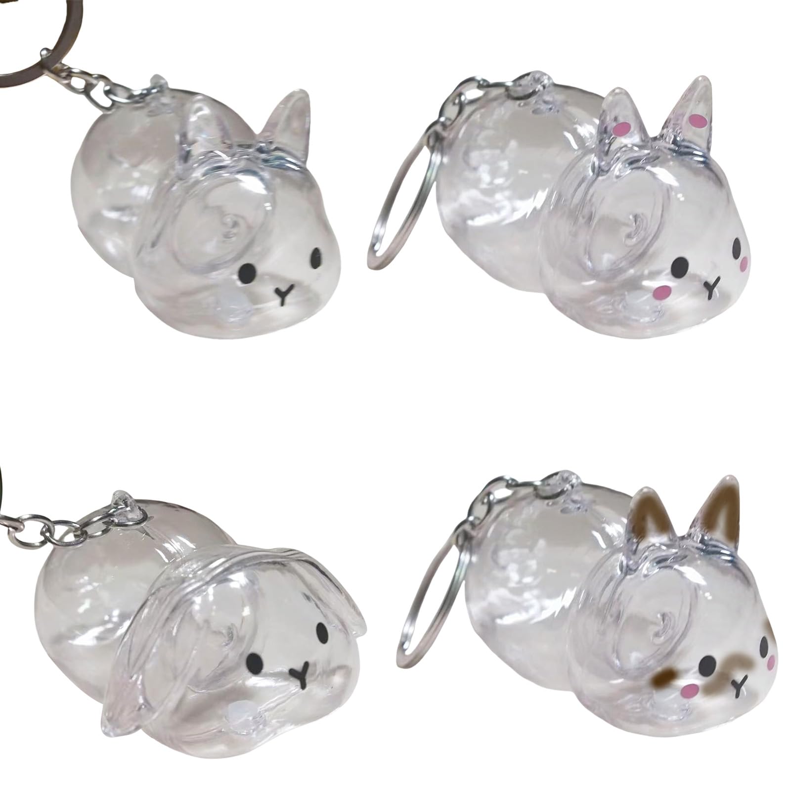 Funny Rabbits Themed Keepsakes Bunnies Hair Container Keyring Decorative Clear Pet Furs Collector Keychain Pendant Gift Decorative Furs Collector Keychain Charm