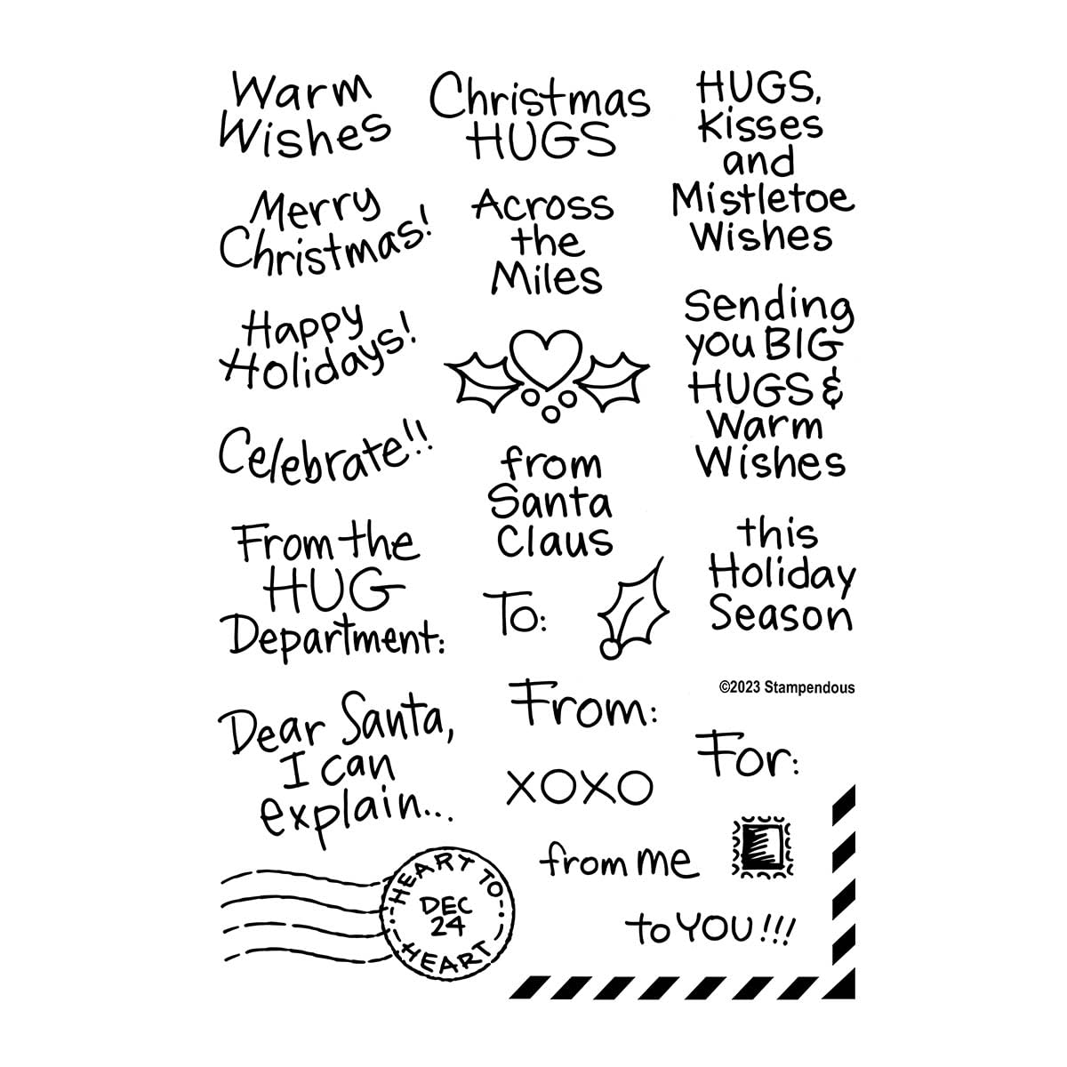 Holiday Hugs Sentiments Clear Stamp Set from The Holiday Hugs Collection by Stampendous, 1.39 x 0.90 inches - Image 4