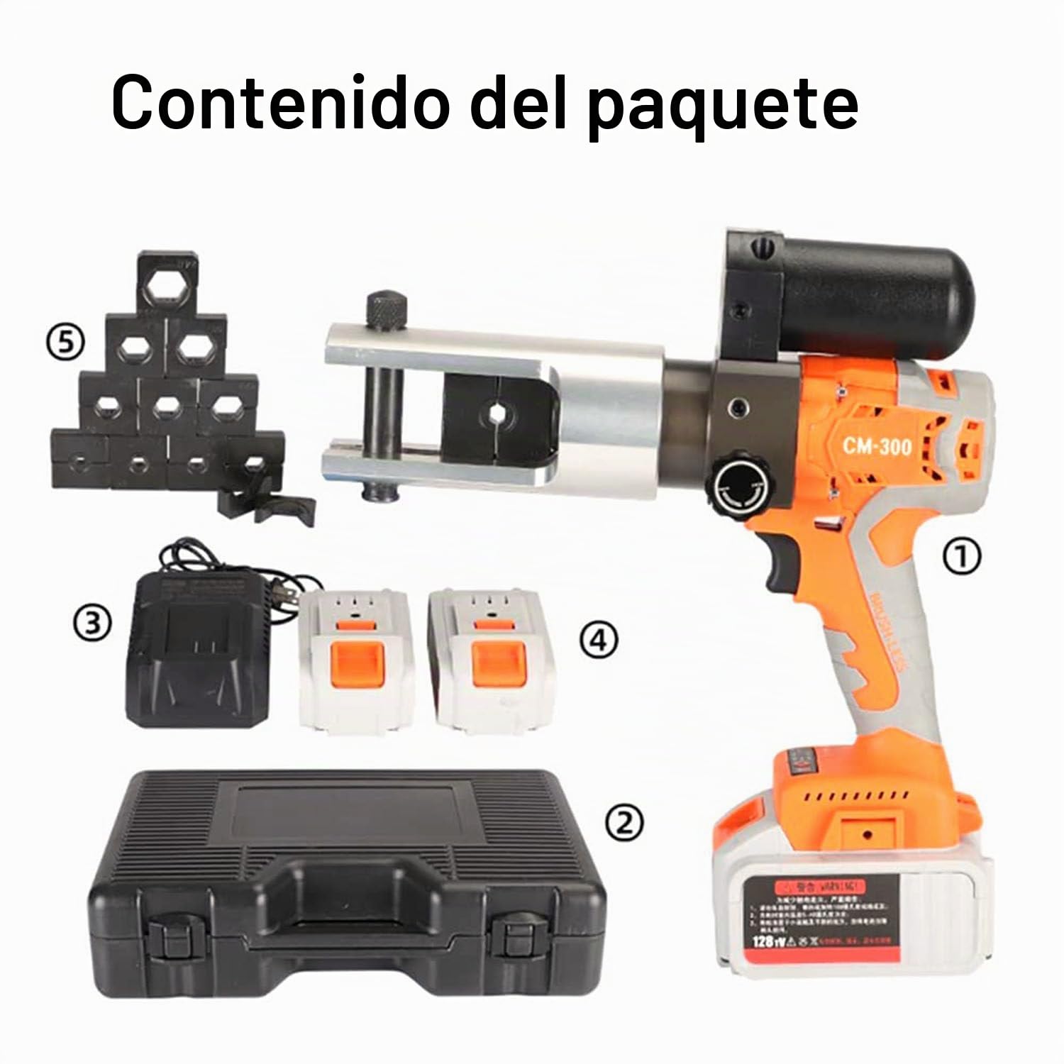 KLUFO Crimpadora hidráulica eléctrica Pinza hidráulica Recargable 16-300mm² Pinza crimpadora a batería para terminales de cobre y aluminio