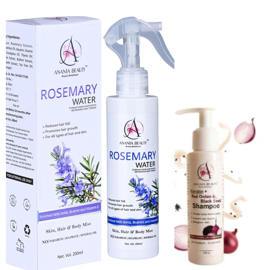 Rosemary Water Spray with Amla & Vitamin E (200ml) + Onion Keratin Black Seed Shampoo (100ml) | For Men & Women | Hair Growth & Hair Fall Control Combo-image-28