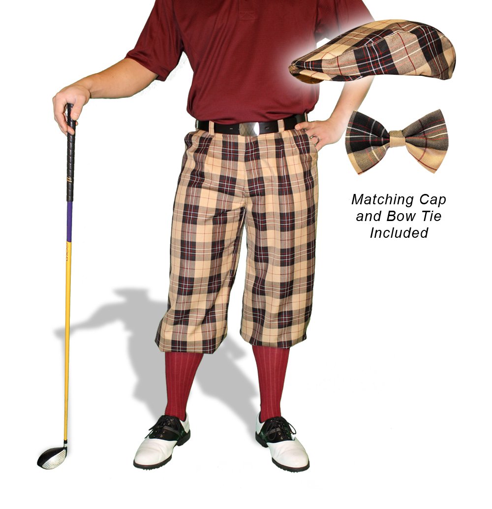 Golf Knickers Plaid Cap and Bow Tie: Mens 'Par 5' - Amsterdam - 36