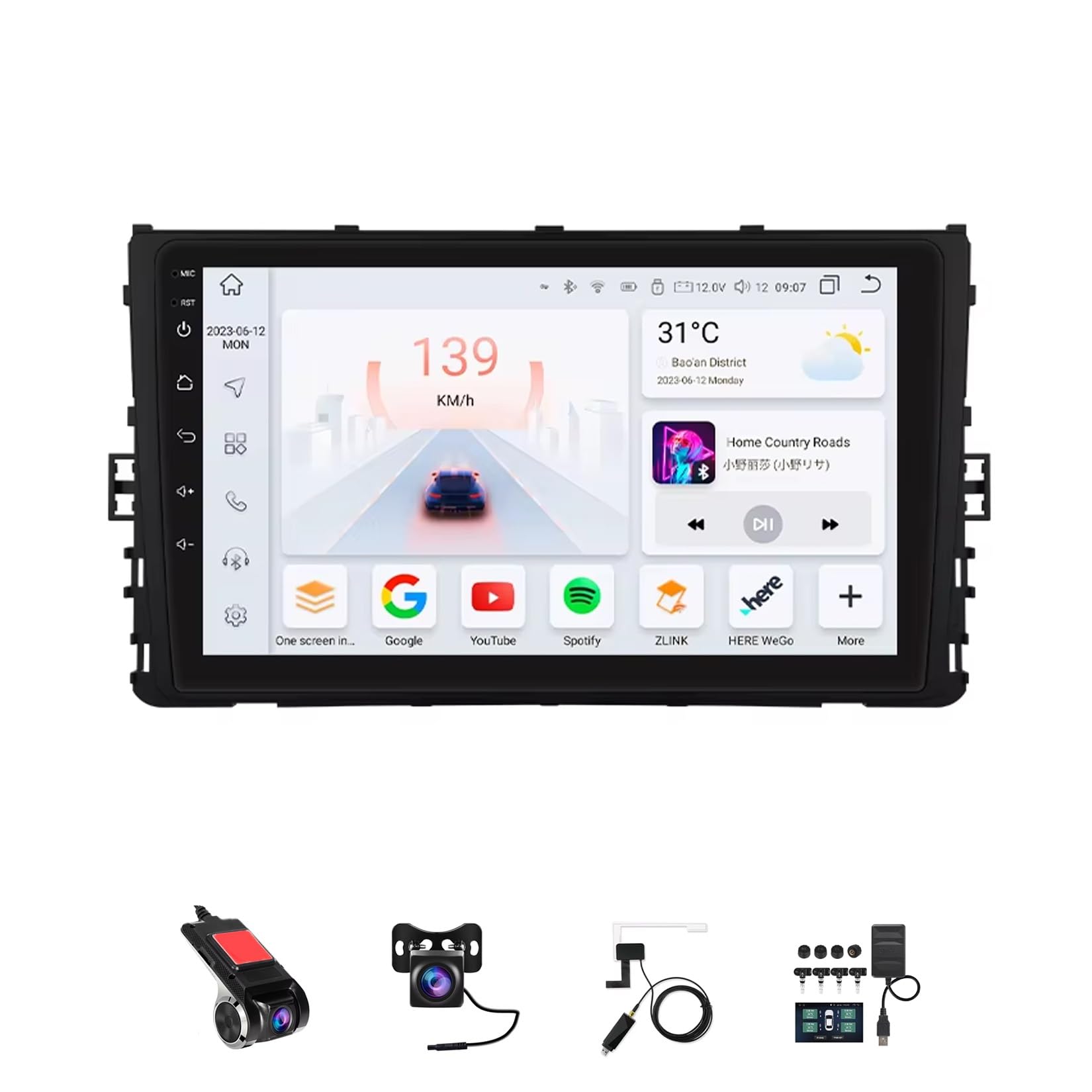 Autoradio Android 14 avec Carplay sans fil et caméra AHD pour Polo