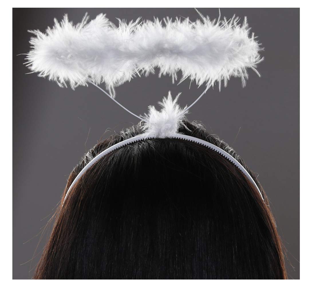 SEVADAAngel Halo Headband White Halo Angel Headpiece, Black Angel Halo Headband Costume