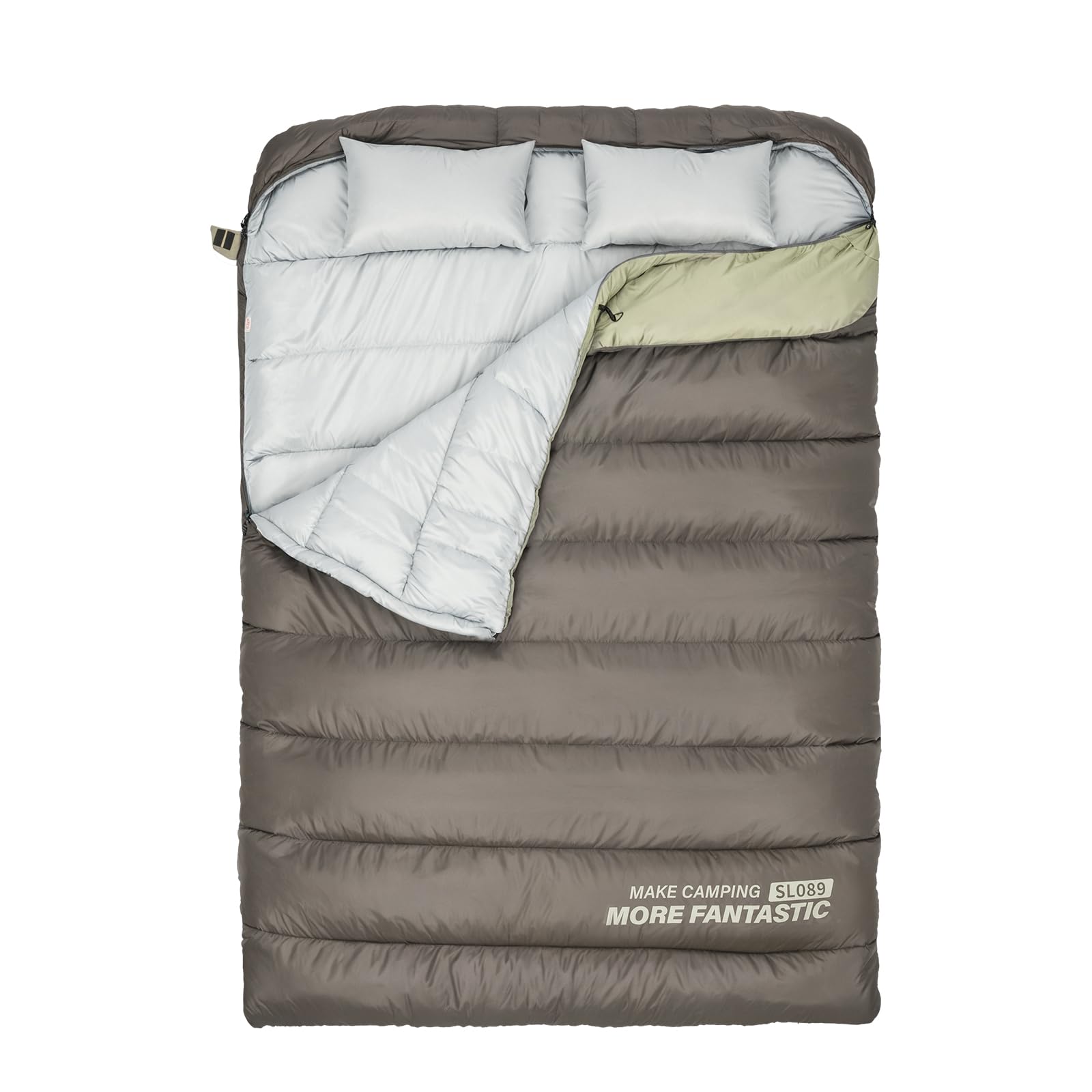 BISINNA Double Sleepinag Bag for Adults Two Person Queen Size Camping Sleeping Bag for All Season Backpacking Hiking Cold Weather with Compression Sack