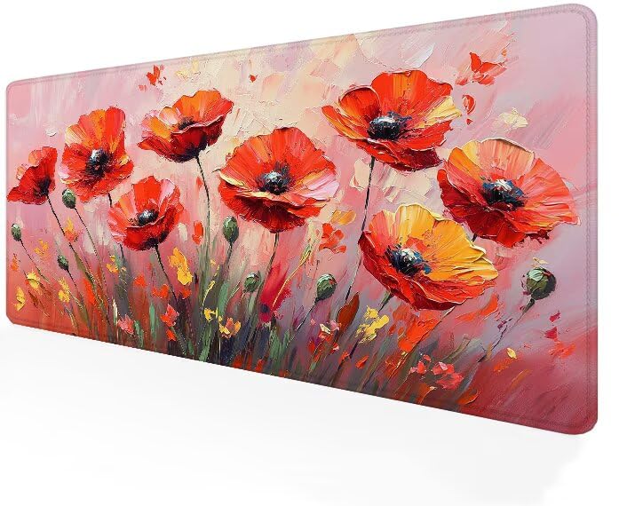 Tapis de souris rose grand format pour bureau informatique de télétravail