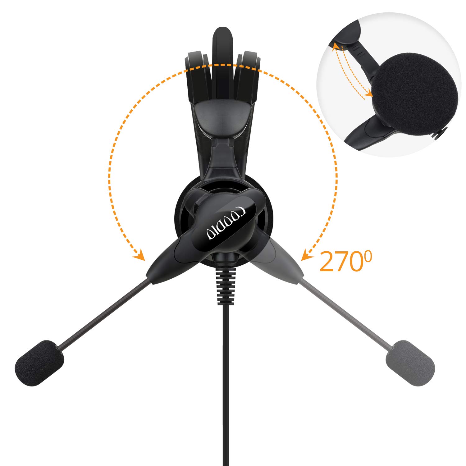 COODIO Casque 2-Pin Oreillette Écouteur [Pivotant Boom Microphone] [Antibruit] pour Kenwood Baofeng UV-5R, UV-82 Midland Wouxun Radio