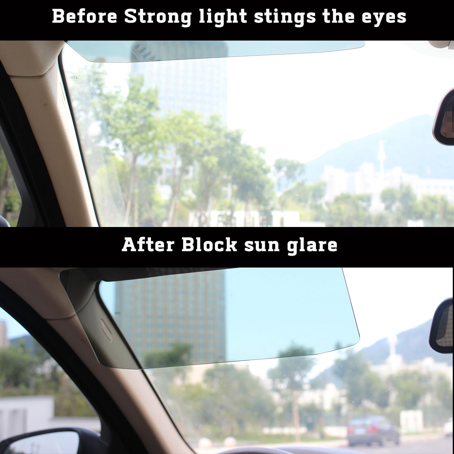Polarized Car Sun Visor Extension, Anti-Glare UV Protection Sun Shield, Universal Adjustable Sun Blocker for Safe Driving, Reduce Glare from Sun/Headlights, 1 Pack