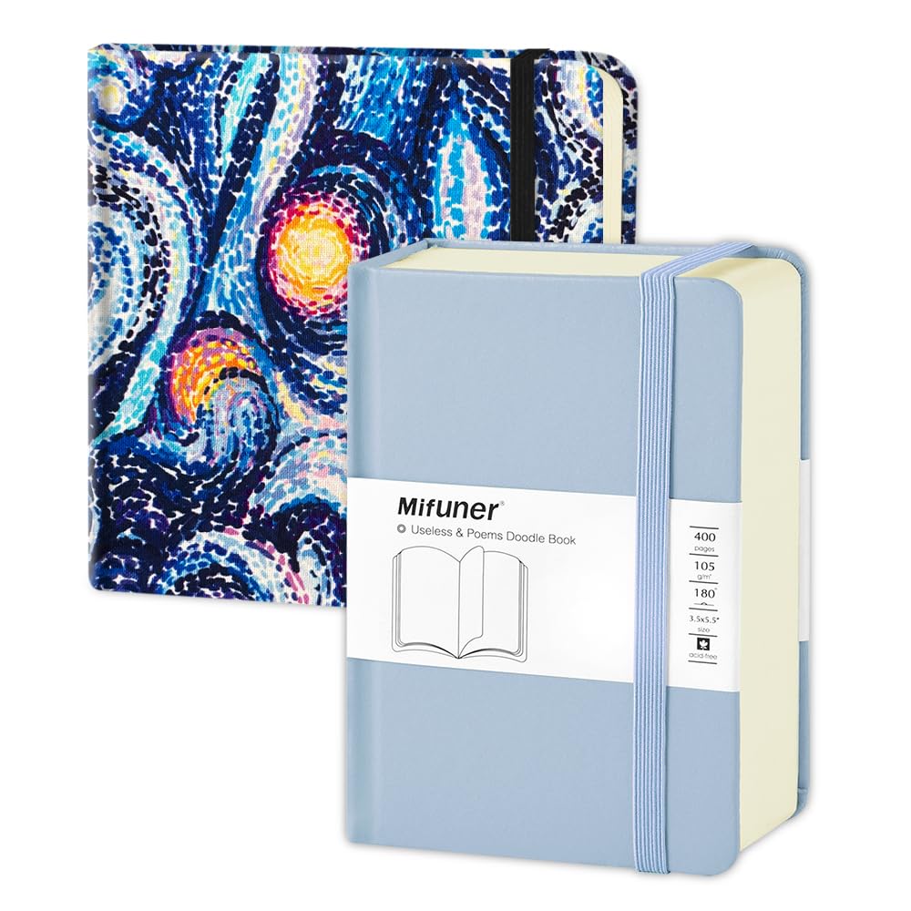 Mifuner Small Square 5x5 80gsm Mini Notebooks Fireball & 3.5x5.5 200 Sheets 105gsm Blue