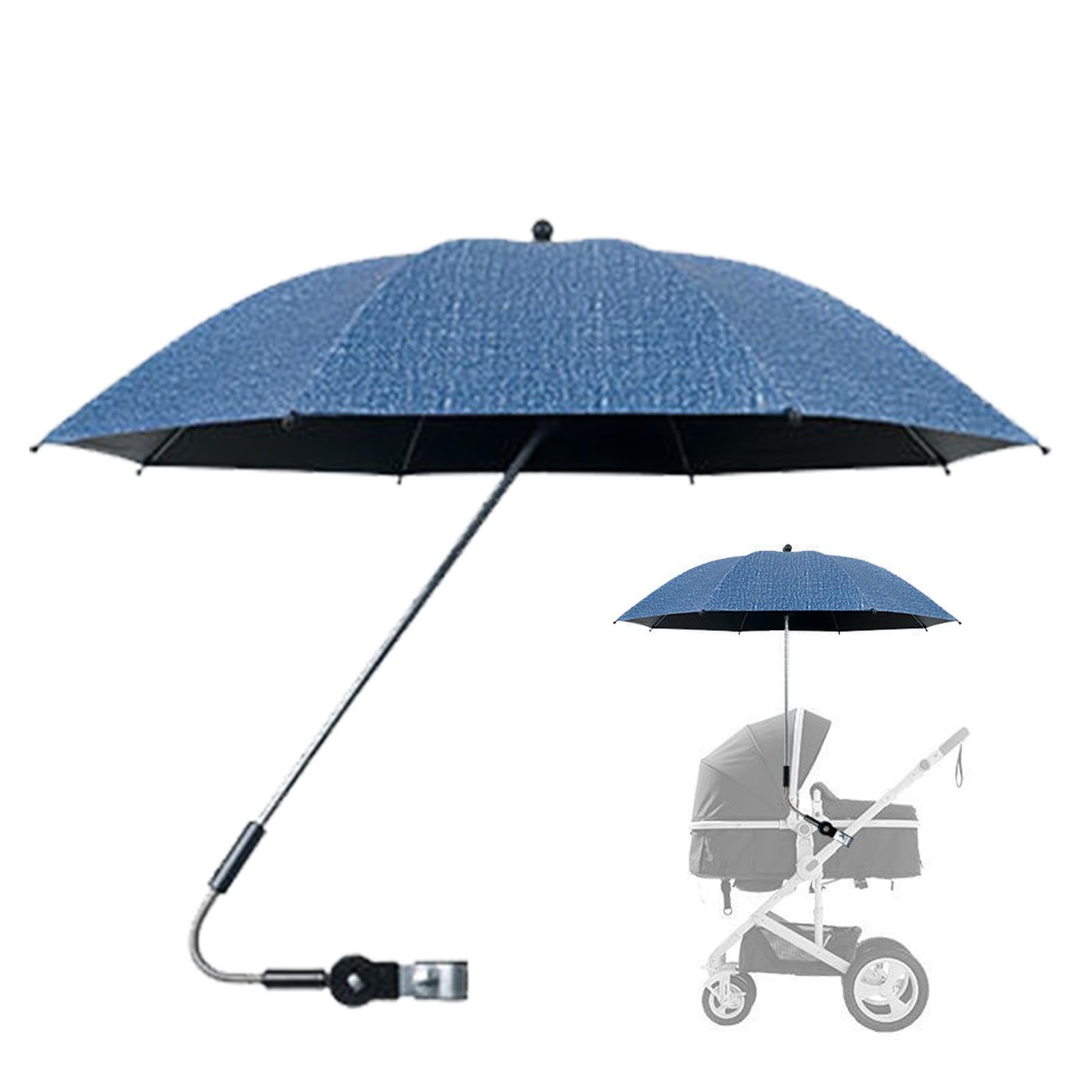 Umbrella for Stroller with Clamp,pram Umbrella,Pushchair Parasol,pram Parasol,UV Protection Extra Large Sunshade with Clamp,360 Degree Adjustable Waterproof Canopy for Sun Protection Strollers