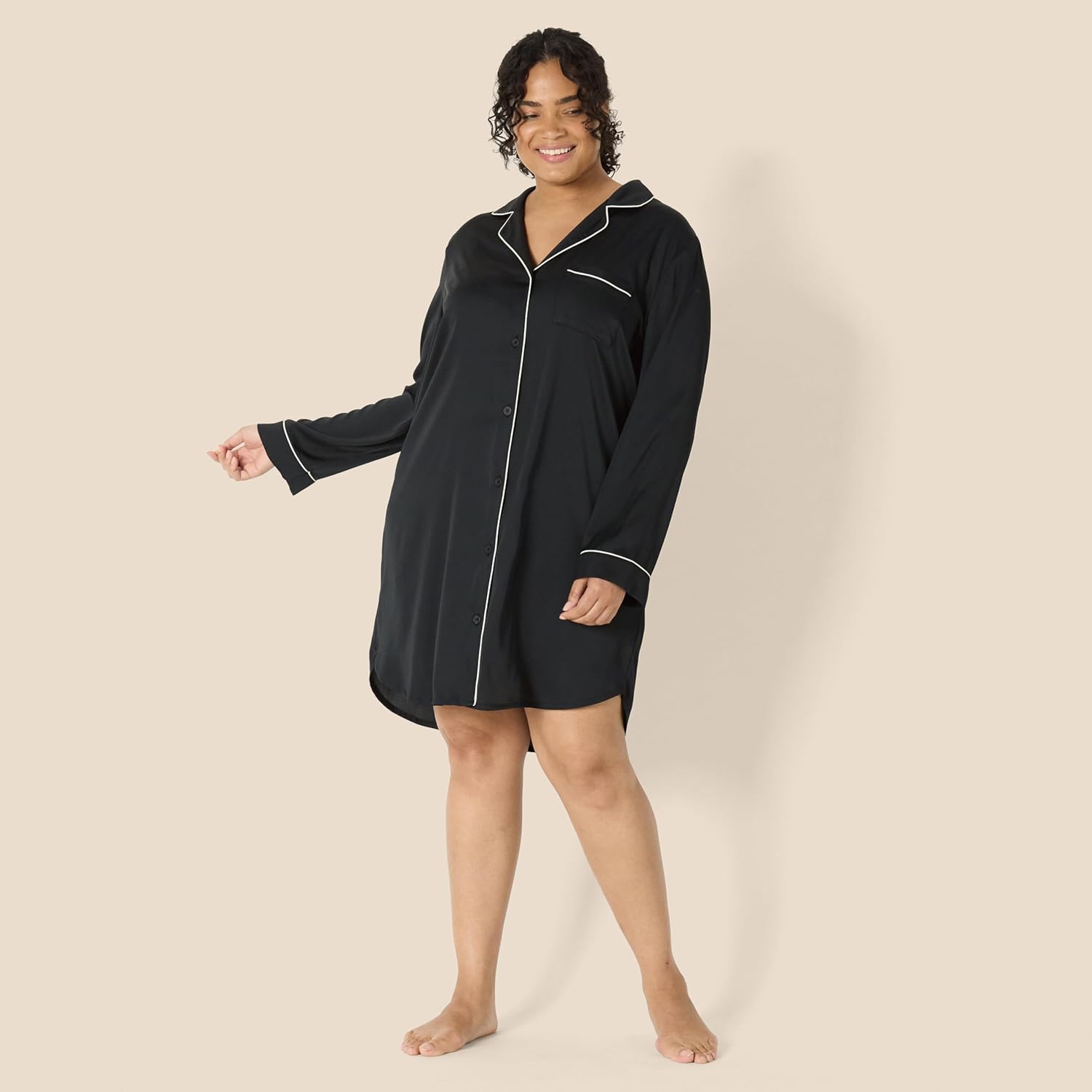 Amazon Essentials Women's Satin Button-Down Sleepwear Nightshirt - Image 5