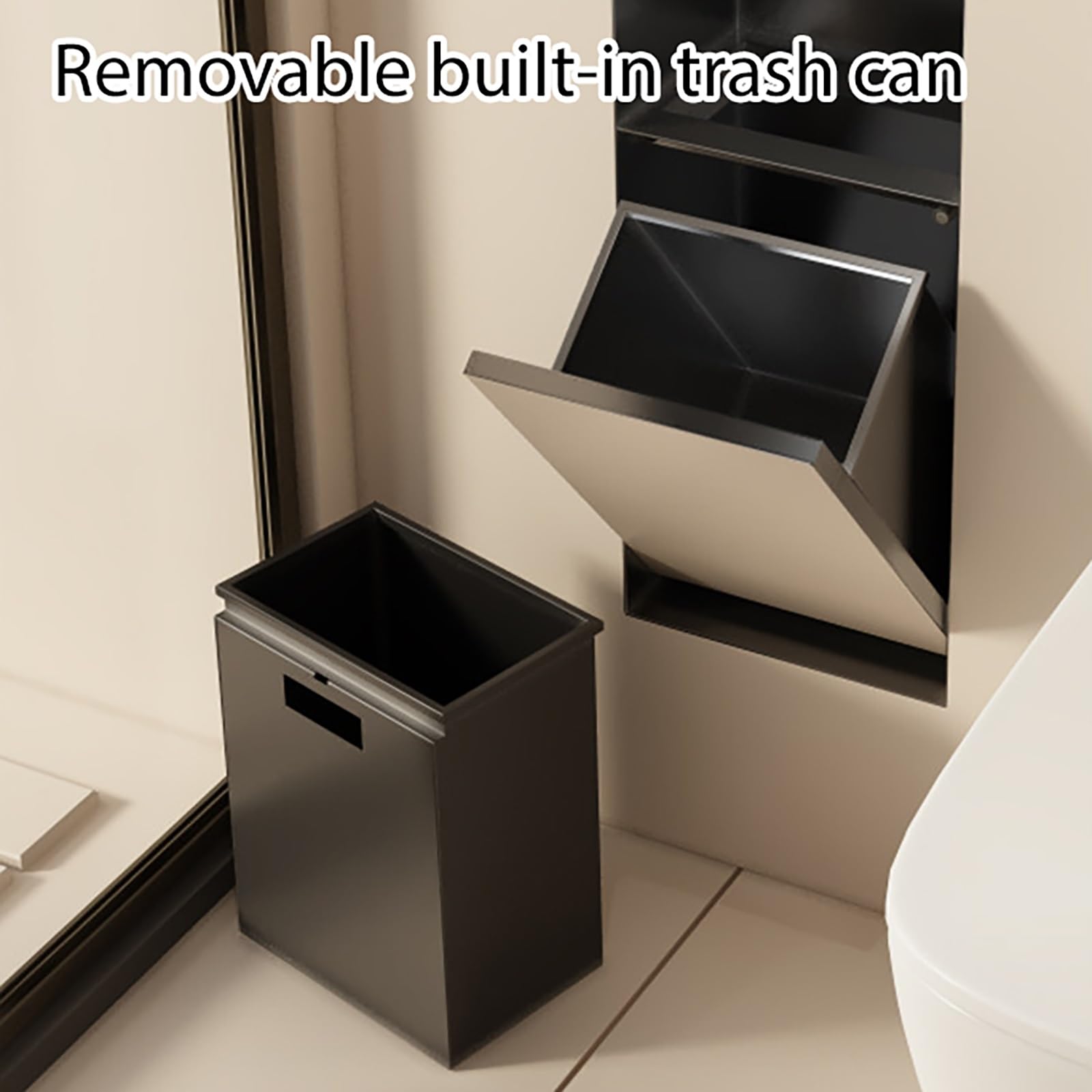Portarrollos para Papel Higiénico Empotrable con Papelera Integrata y Hornacina, Acero Inoxidable 304, Armario de Baño Empotrado para Ahorro de Espacio y Reforma(790x340x140mm)