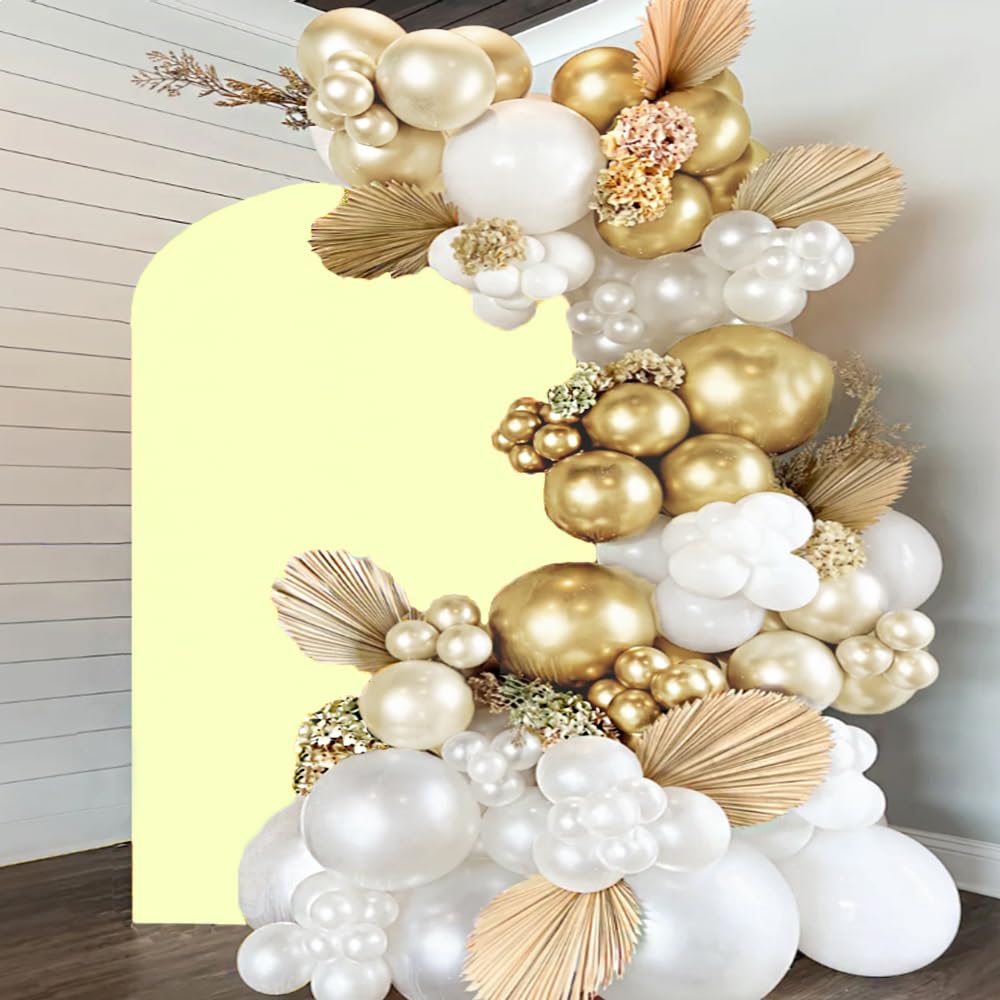 JFDYDM Two-Sided Yellow 7.2FT Wedding Arch Cover, Yellow Spandex Arch Backdrop Cover for Party, Yellow 7.2 FT Arch Backdrop Cover, Chiara Backdrop Cover for Wedding Birthday Party Decor