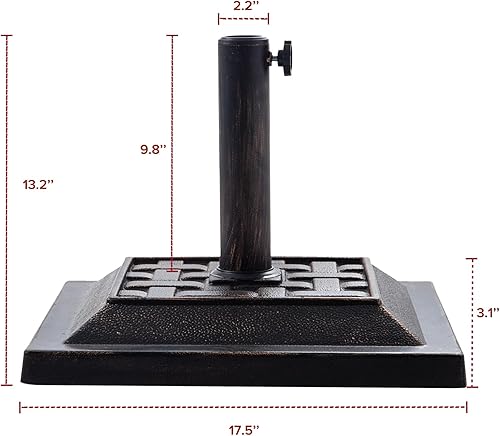 Miniatura 5 de FLAME&SHADE Base cuadrada de 26 libras para sombrilla de mesa de mercado de patio, para exteriores, bronce