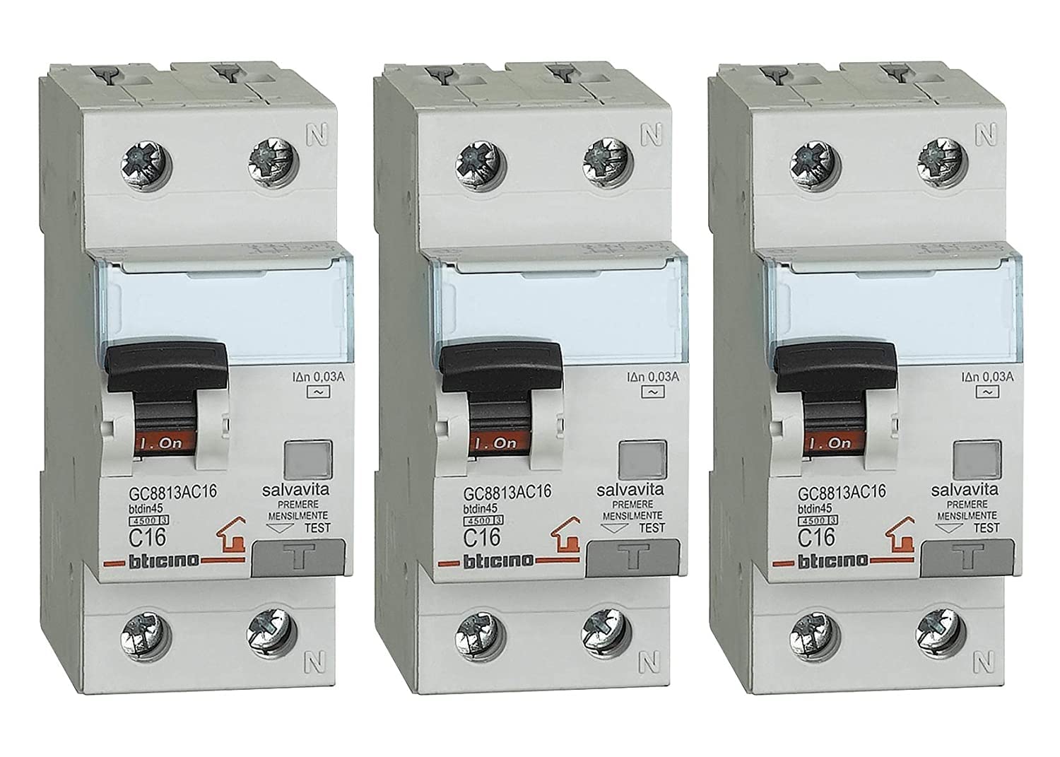 Bticino ASTGC8813AC16 3 Piece Differential Magnetic Switch Kit White-image-7