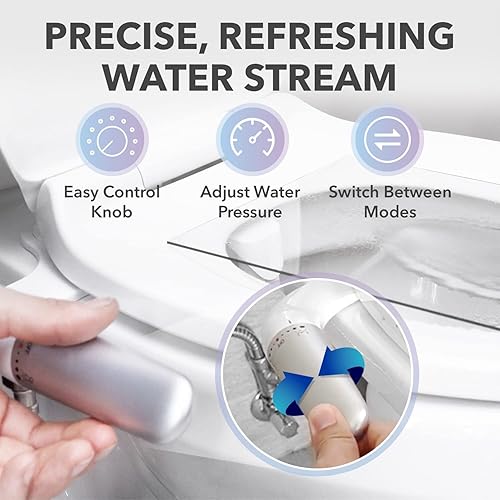 Miniatura 5 de BLAUX Accesorio de bidé Cleanse - Accesorio de bidé no eléctrico para inodoro | Bidé de baño ajustable con 4 opciones de presión | Accesorio de bidé