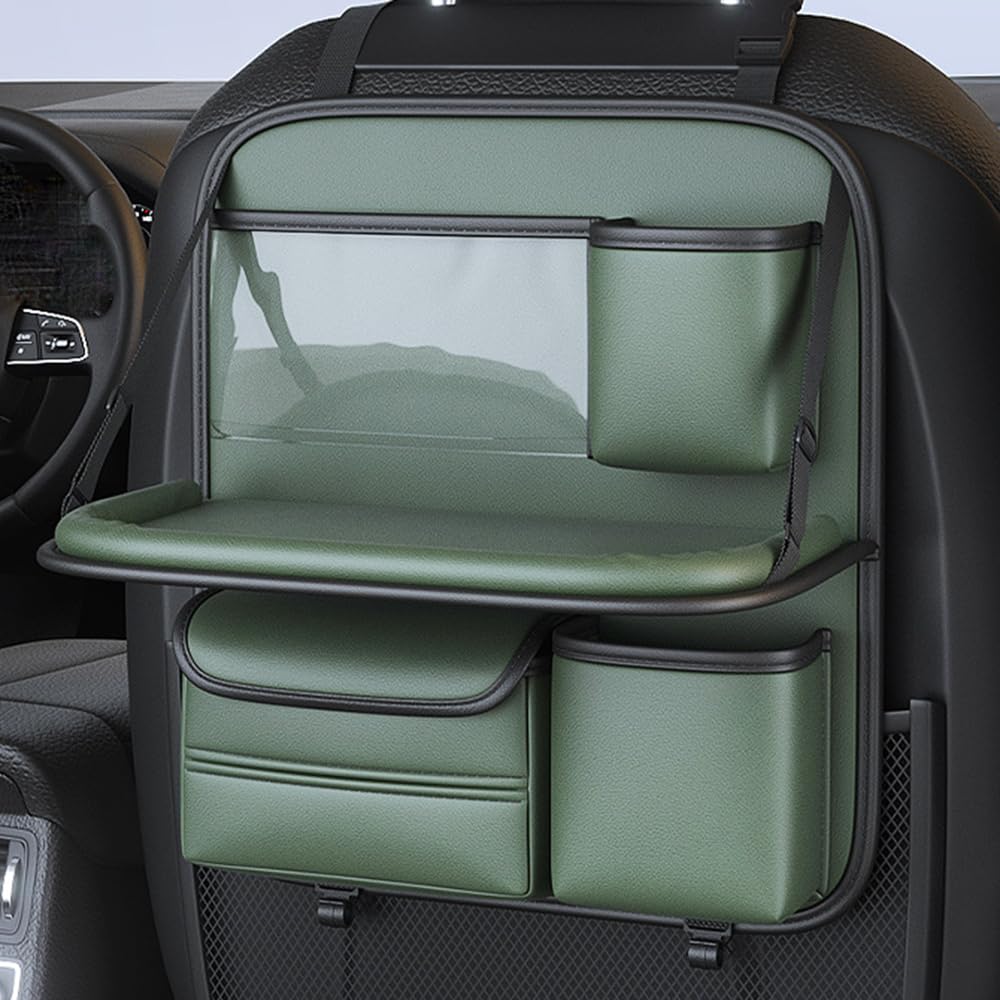 Organizador de Asiento de Coche para Suzuki Liana/Splash/Ciaz/Alivio/Kizashi/Across/Swace/Swace Comfort+, Organizador de Coche Multifuncional con Bandeja de Escritorio Plegable,Green