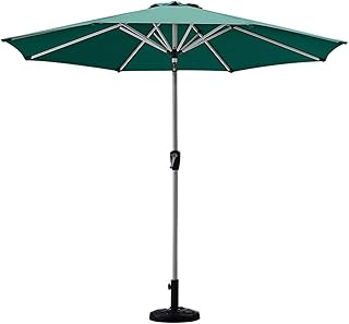 HZH Guarda-sóis de jardim ao ar livre Guarda-sol de jardim verde de 9 pés / 2,7 m Sombra de sol ao ar livre para guarda-sóis de pátio/praia/piscina com manivela e inclinação, protetor solar UV50+