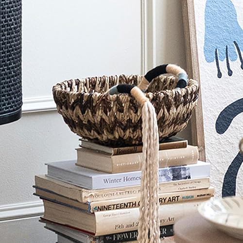 Miniatura 3 de Bloomingville Organizador pequeño de fibra de plátano y buri tejido para almacenamiento, cesta natural y marrón