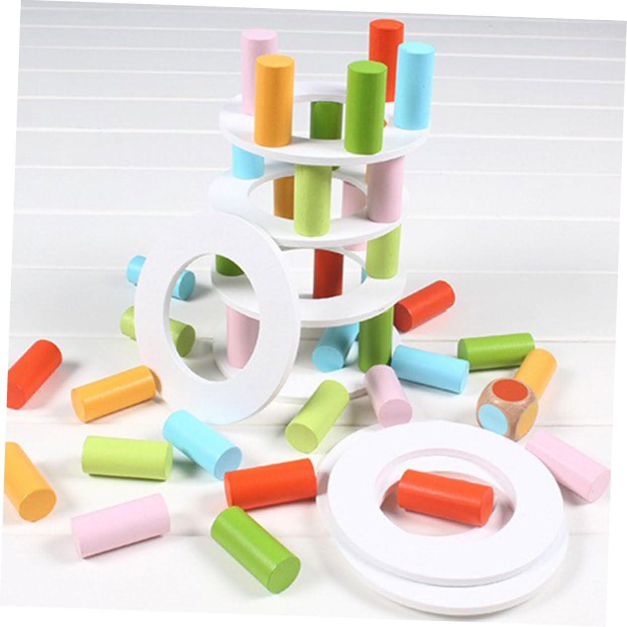 BESPORTBLE 1set Wooden Balance Stacking Game Educational Toy for Boys and Girls Develops Fine Motor Skills and Creative Thinking for Family Fun and Early Learning
