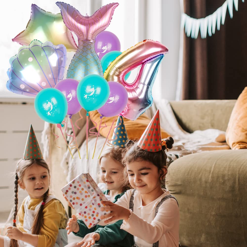 Mermaid Birthday Decorations 5 Year Old Girl Mermaid 5th Birthday Balloon Set - Princess Mermaid Party Decorations With Seashell & Tail Balloons Mermaid Birthday Balloons
