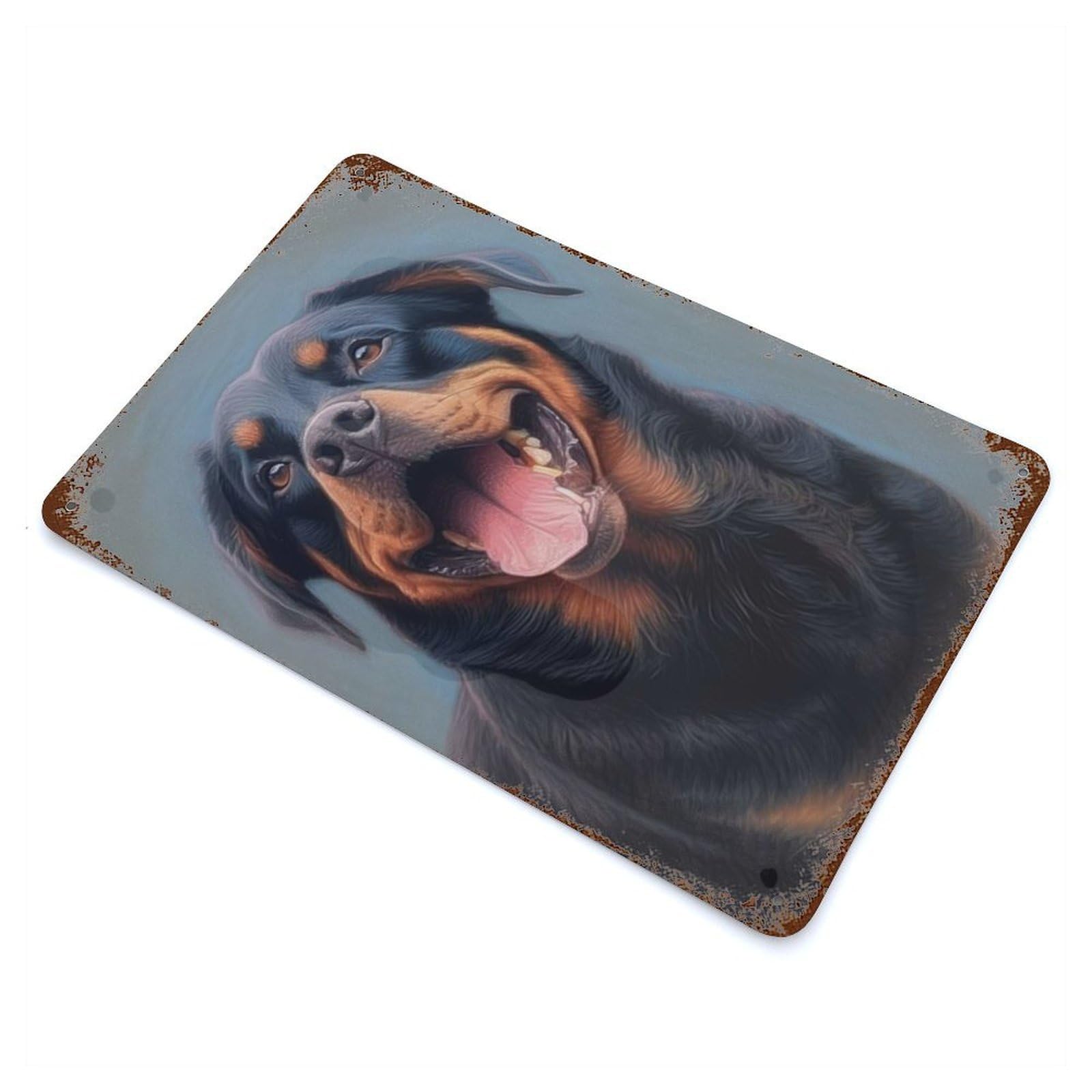 Rottweiler Sketch 11.8"x7.9" Aged Metal Wall Plaque, Retro Wall Decor for Farmhouse, Kitchen And Entryway Decor