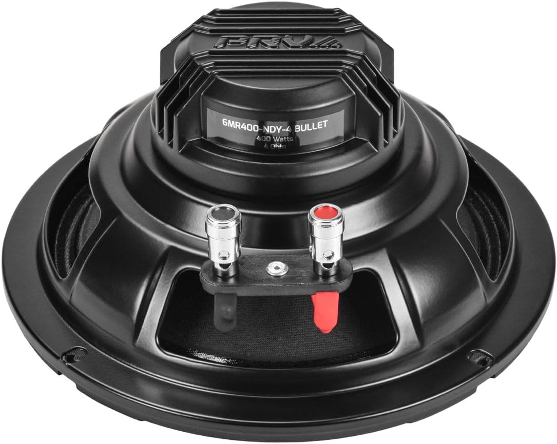 PRV AUDIO 6.5 Inch Midrange Neodymium Speaker 400 Watts RMS 4 Ohm Pair 6MR400-NDY-4 Bullet, High Performance Car Audio Loudspeaker High Output Sound, Black Bullet Neo Mid (2 Speakers)