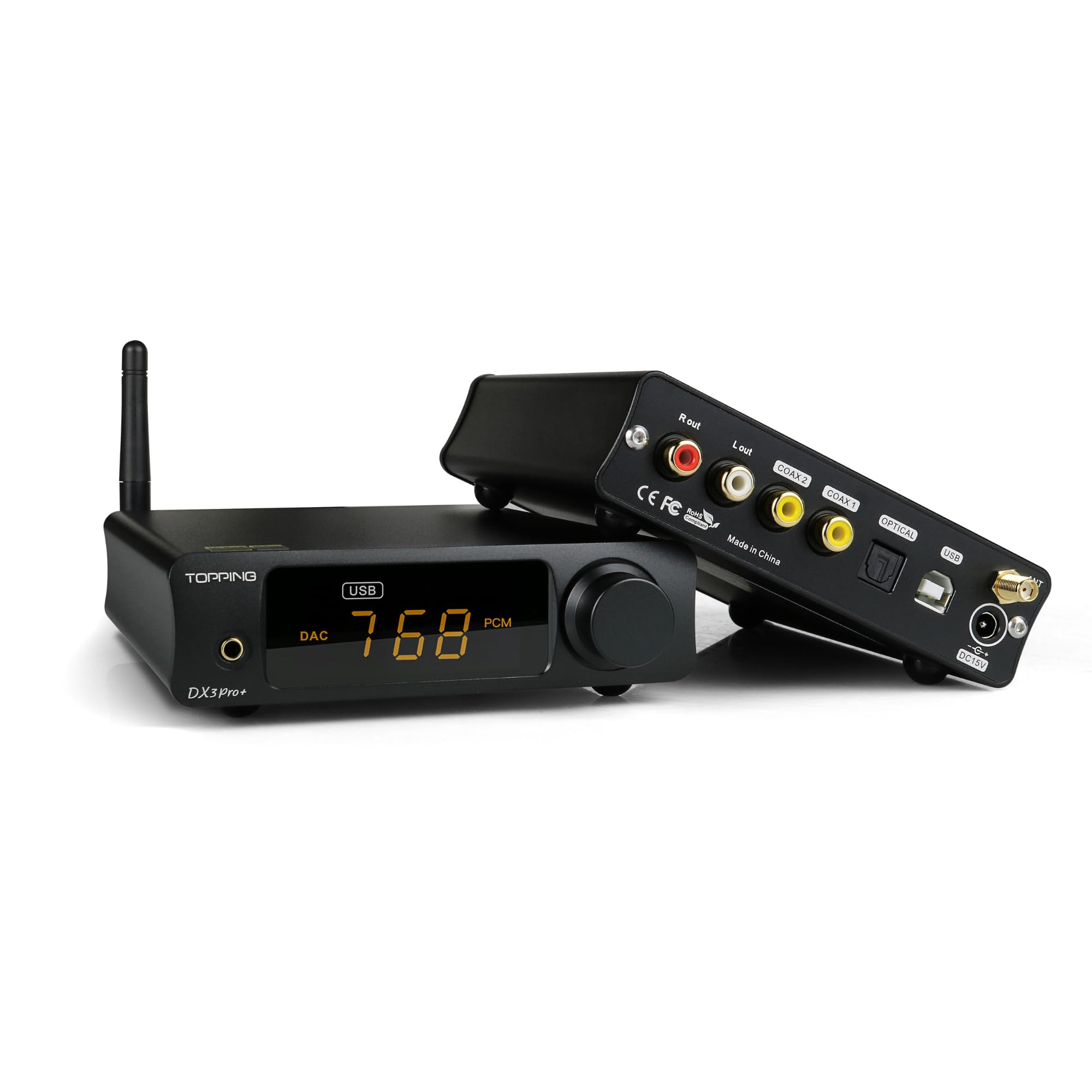 TOPPING DX3 Pro + Amplificatore per cuffie ES9038Q2M Bluetooth LDAC Audio Decoder USB/Ottico/Coassiale Ingresso HiFi DAC NFCA XU208 Preamplificatore DX3 Pro Plus (Nero)