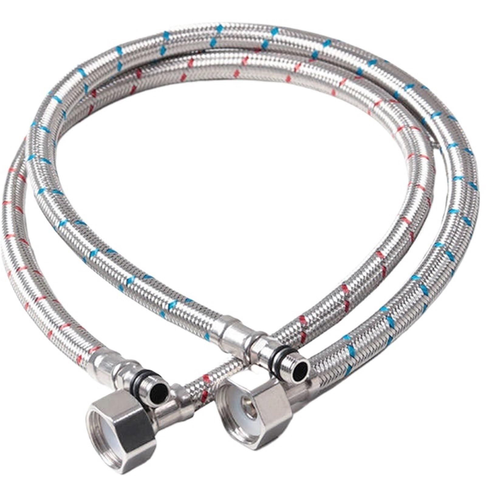 Luoaxinn One Color Stainless Steel Corrugated Pipe 60Cm Stainless Steel Nylon Braided Tube Pipe Hose Silicone Plumbing Thermoresistant Tap Basin Faucet Sink Kitchen Bathroom