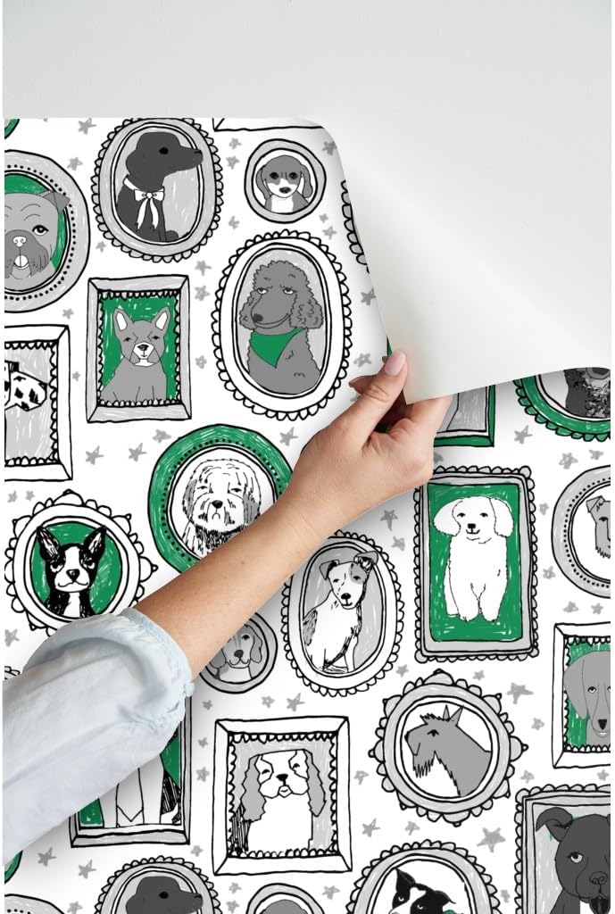 Peel & Stick Wallpaper 3ft x 2ft - Dog Portraits Extra Large Cute Dog Breeds Puppy Pet Lover Dog Mom Custom Removable Wallpaper by Spoonflower