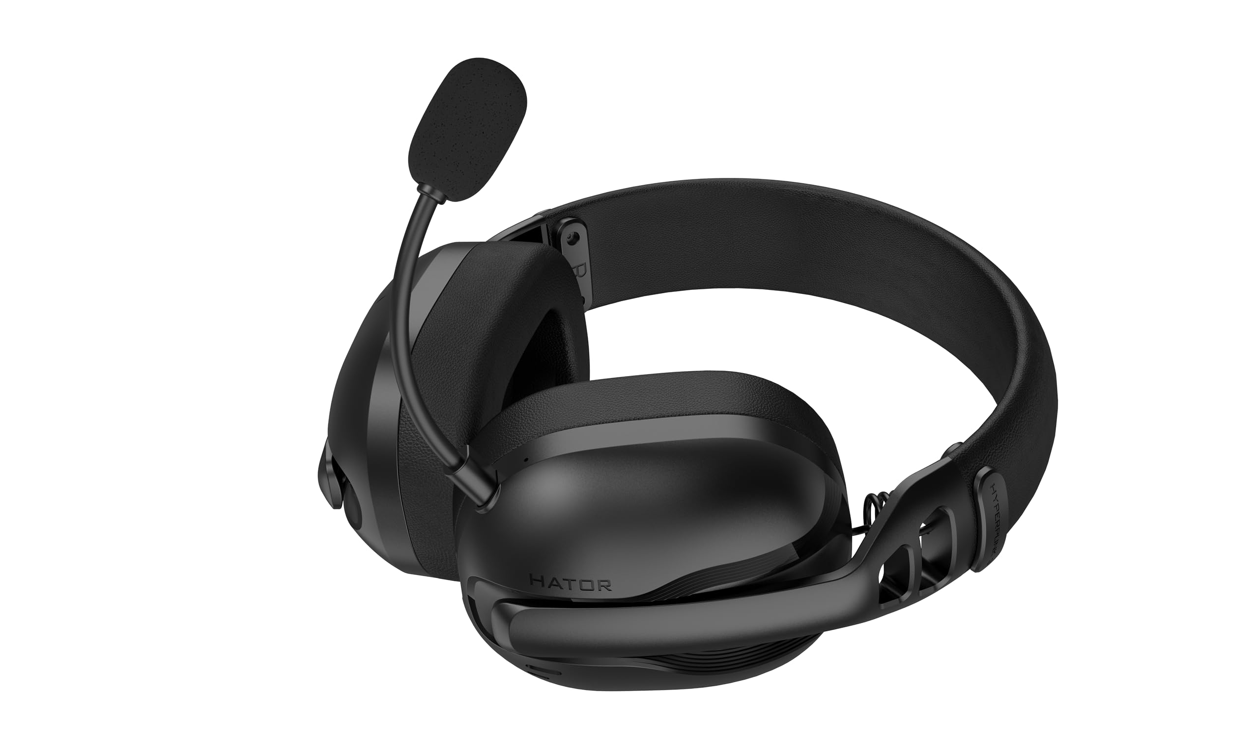HATOR Hyperpunk 3 Wireless Gaming Headset - Wireless Hi-Res Audio, Hybrid ANC, driver da 40 mm, Bluetooth e 2.4 GHz, batteria da 45 h, microfono rimovibile, USB-C - per PC, PS5, nero
