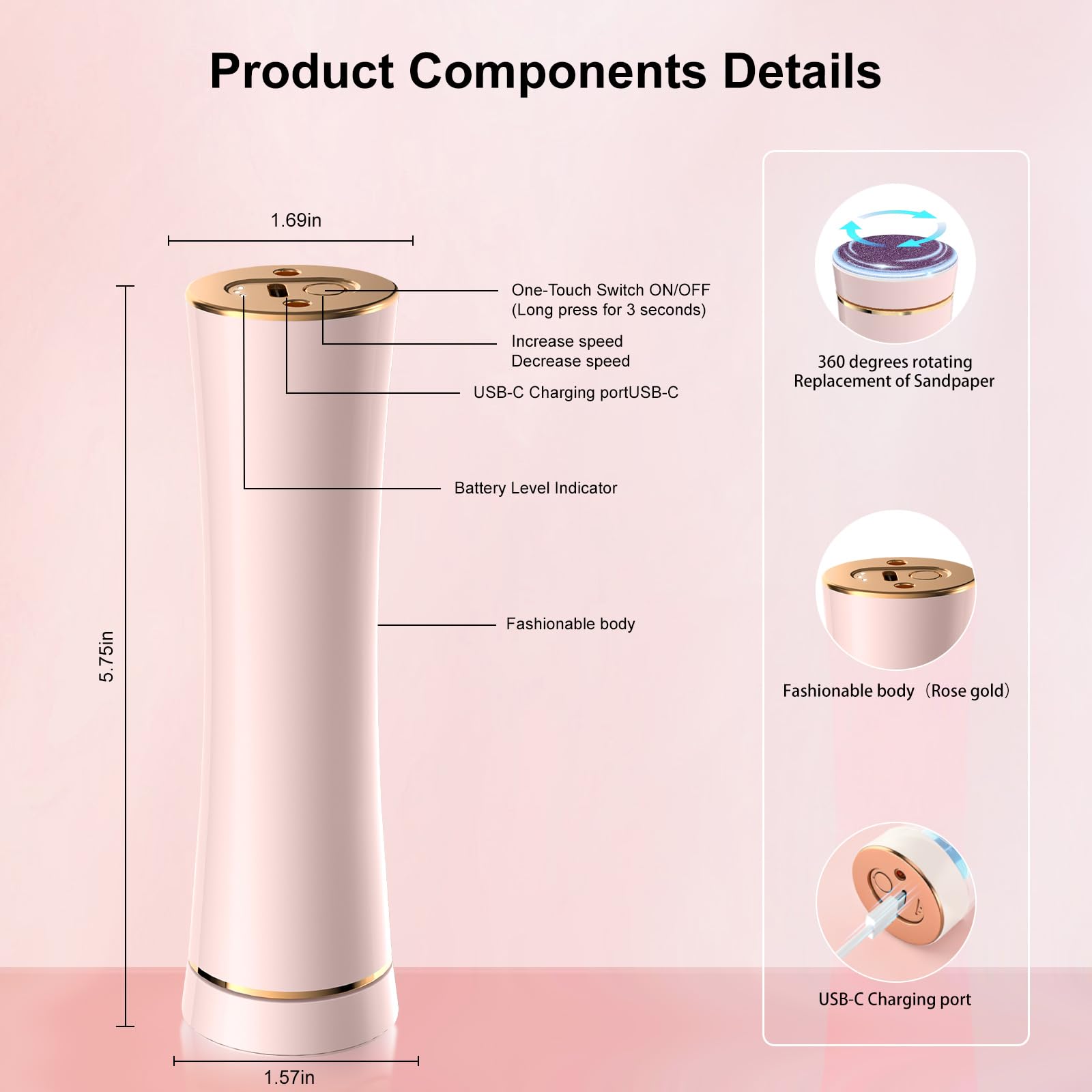 Electric Waterproof Foot File Callus Remover