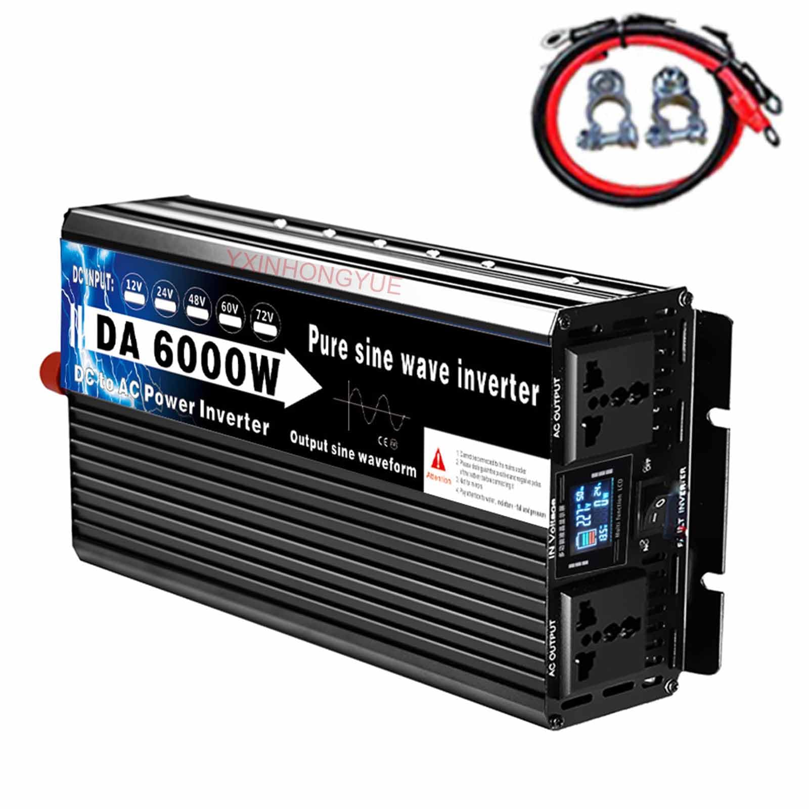 Inwerter zasilania samochodowego niskiej częstotliwości 6000W 12V 24V 48V 60V 72V DC do AC 120V 240V konwerter napięcia Outdoor Off-grid solar camping inverter