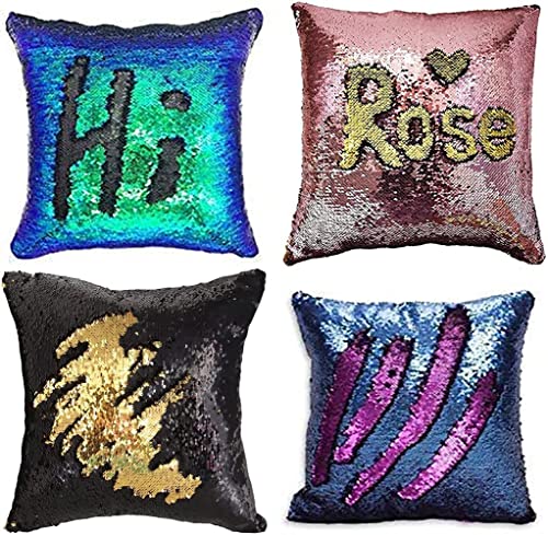 MOCOFO 4 Pack Sequins Mermaid Pillow Cover, Reversible 16x16 for Sofa