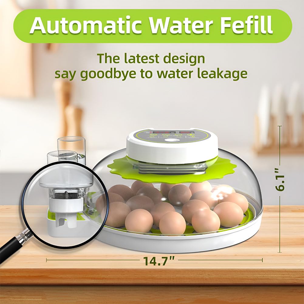 Incubadora automática de huevos con control de humedad, ventana transparente, giro automático para incubar huevos de pollo, pato, codorniz, paloma, capacidad para 18 huevos