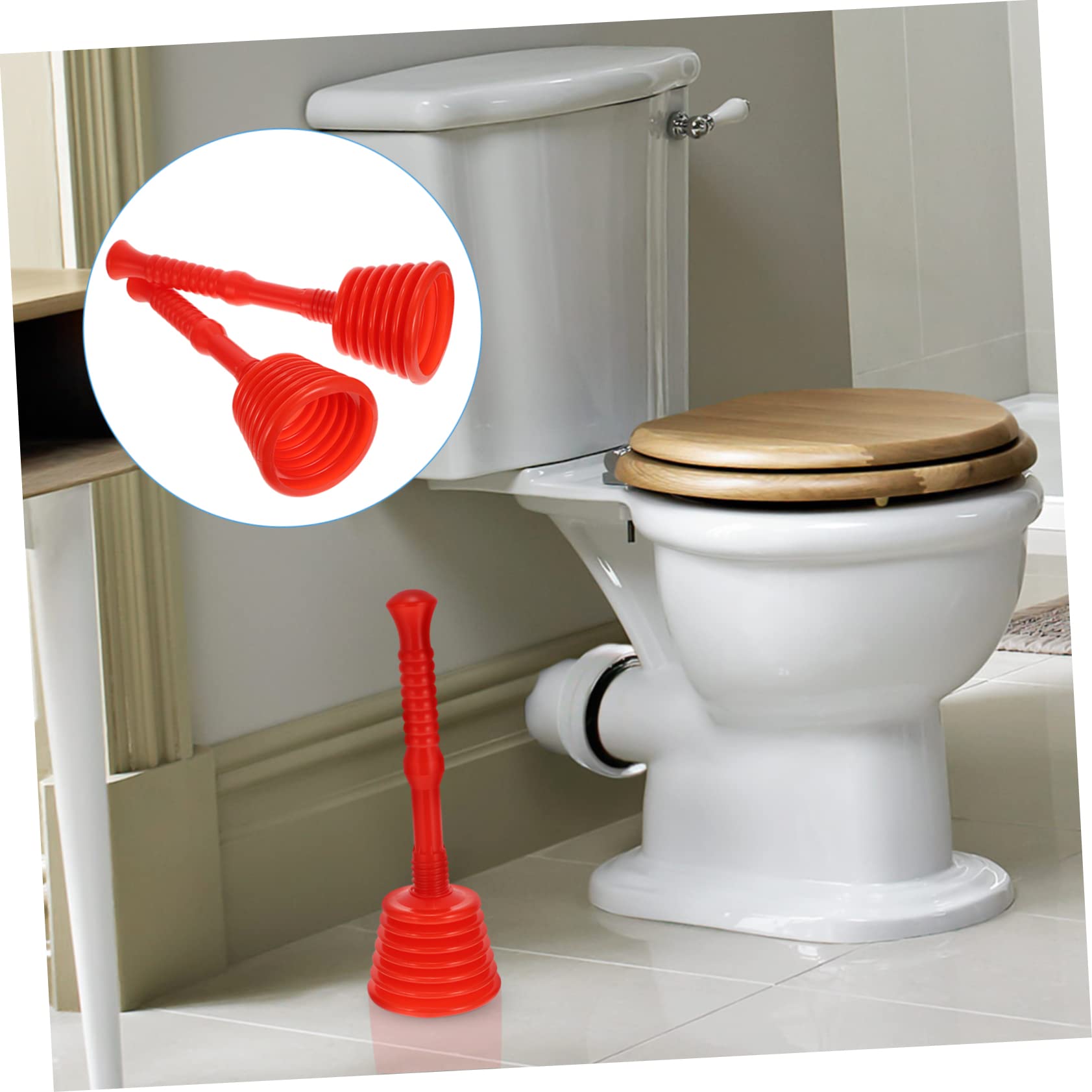 VILLCASE 2 Set Dragaggio per La Pulizia della Pelle Plungatori di Aspirazione Fogna Closestool Sturalavandini da Bagno Gomma da Cancellare Rosso 2 Pezzi * 2