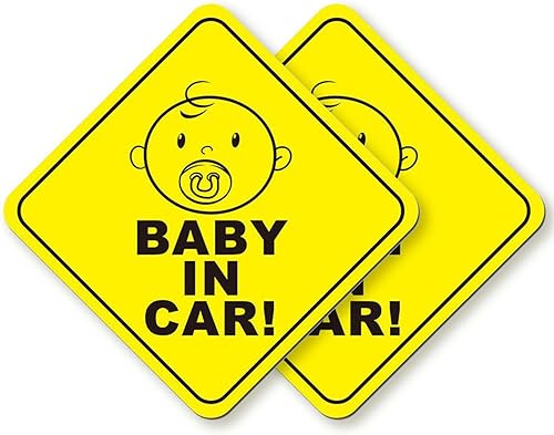 Miniatura 9 de Gikop Adhesivo de bebé a bordo para automóviles (paquete de 2), 4 x 4 pulgadas, amarillo brillante, reflectante para bebé a bordo, calcomanía para
