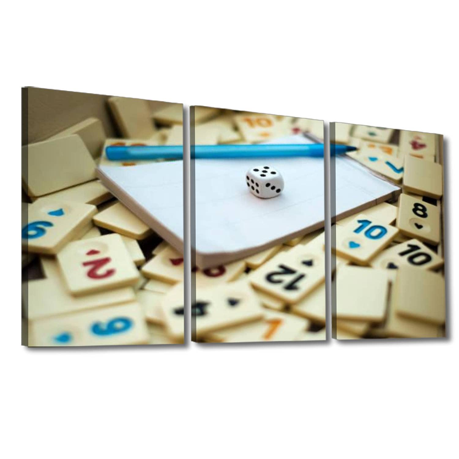 Amazon.com: Canvas Print for Home Decoration There is a dice in the middle  Okey game numbers Game results are Wall Art Painting Pictures Print on  Canvas Framed Simple Artwork Ready to Hang: